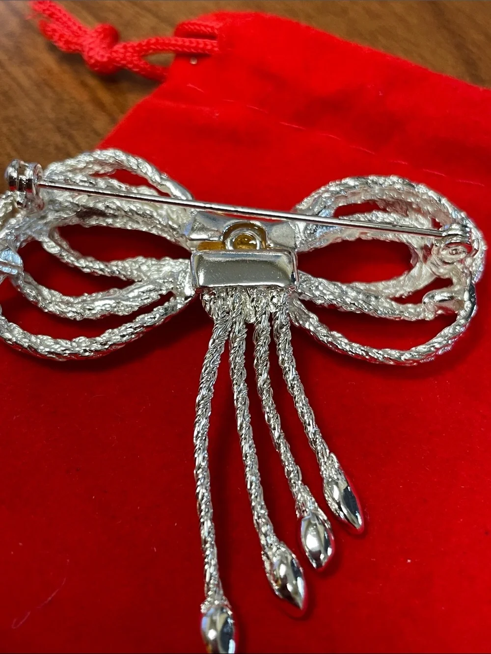 Gold and Silver Bow Brooch